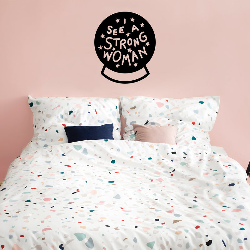 Vinyl Wall Art Decal - I See A Strong Woman - Modern Magic 8 Ball Stars Witchy Girly Trendy Home Bedroom Living Room Indoor Outdoor Apartment Household Decor Design 2