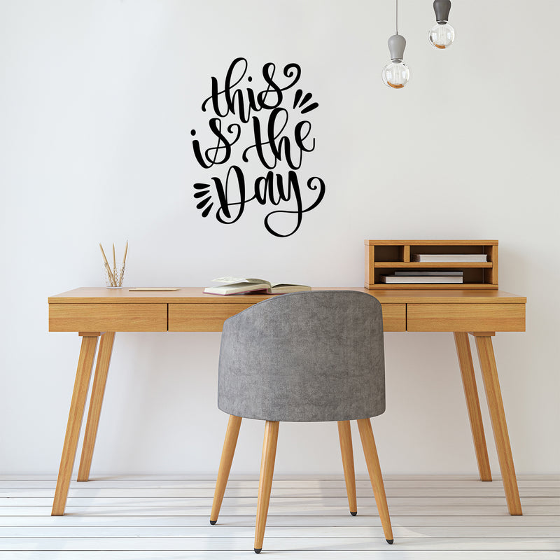 Vinyl Wall Art Decal - This Is The Day - 30" x 22" - Modern Cursive Brush Lettering Motivational Home Bedroom Apartment Work Workplace Indoor Living Room Office Decor Quote 3