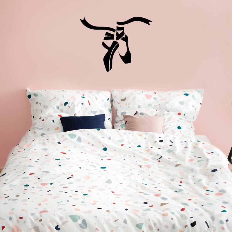 Vinyl Wall Art Decal - Ballet Shoes - Cute Modern Elegant Dancer Little Girls Toddlers Teens Home Bedroom Playroom Nursery Apartment Indoor Mural Decoration Design 3