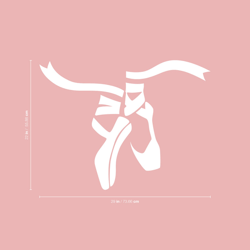 Vinyl Wall Art Decal - Ballet Shoes - 22" x 29" - Cute Modern Elegant Dancer Little Girls Toddlers Teens Home Bedroom Playroom Nursery Apartment Indoor Mural Decoration Design 4