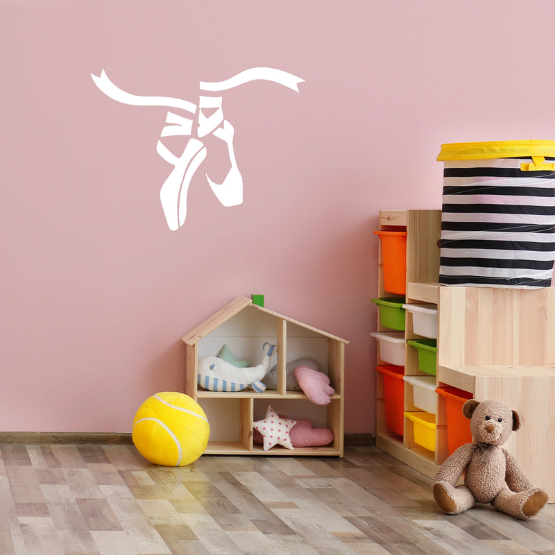 Vinyl Wall Art Decal - Ballet Shoes - 22" x 29" - Cute Modern Elegant Dancer Little Girls Toddlers Teens Home Bedroom Playroom Nursery Apartment Indoor Mural Decoration Design 2