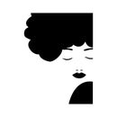Vinyl Wall Art Decal - Side Face Afro Silhouette - Beautiful Modern Feminine Body Shape Home Work Bedroom Living Room Apartment Office Store Indoor Women's Teens Decoration 1