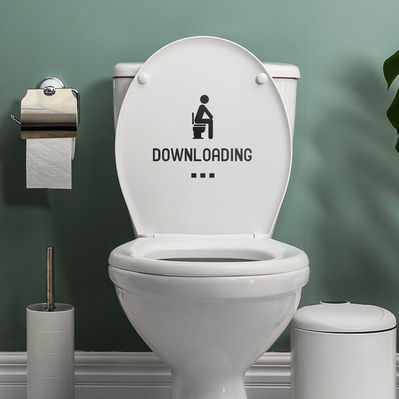 Vinyl Wall Art Decal - Downloading - 6.68" x 8" - Funny Modern Witty Humorous Toilet Flushing Decoration For Household Home Bathroom Indoor Dorm Room Apartment Quote 2