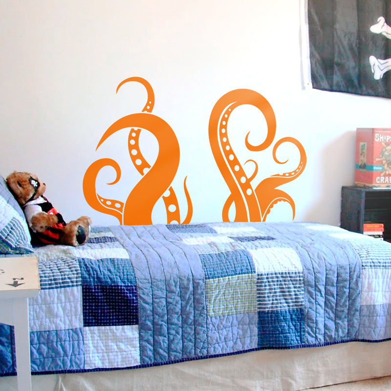 Vinyl Wall Art Decal - Octopus Tentacles - 30" x 48.5" - Fun Cool Sea Animals Kids Teens Toddlers Home Apartment Bedroom Indoor Living Room Dorm Room Playroom Daycare Decoration 2