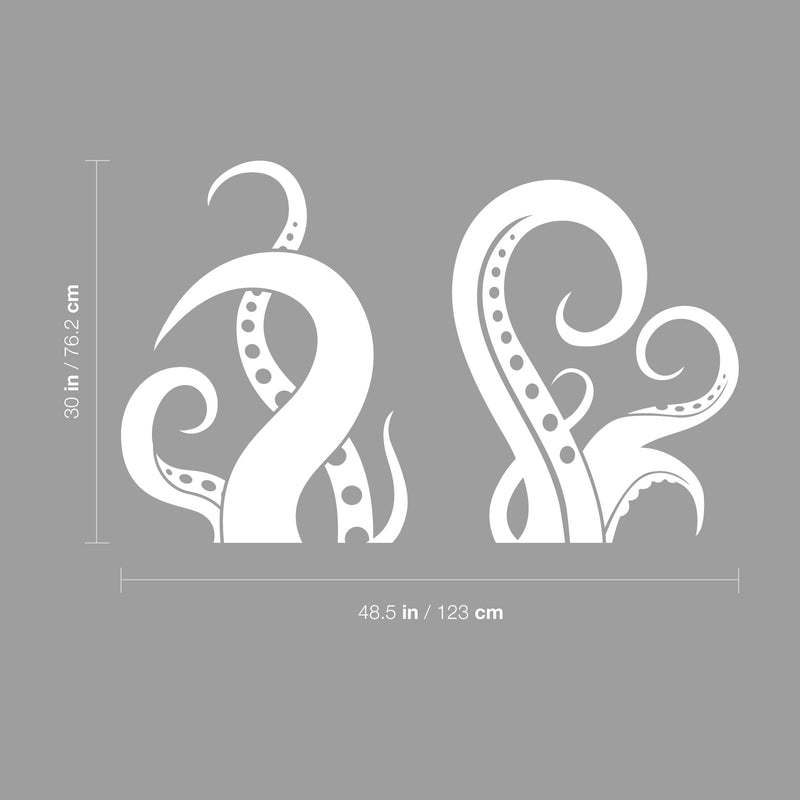 Vinyl Wall Art Decal - Octopus Tentacles - 30" x 48.5" - Fun Cool Sea Animals Kids Teens Toddlers Home Apartment Bedroom Indoor Living Room Dorm Room Playroom Daycare Decoration 4