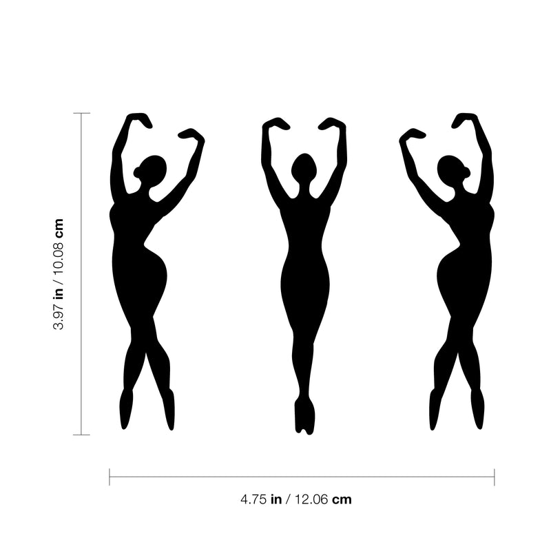 Set of 3 Vinyl Wall Art Decal - Ballerina Girls - Cute Tiny Dancers For Toddlers Teens Women Home Bedroom Playroom Nursery Apartment Indoor Decoration Design 4
