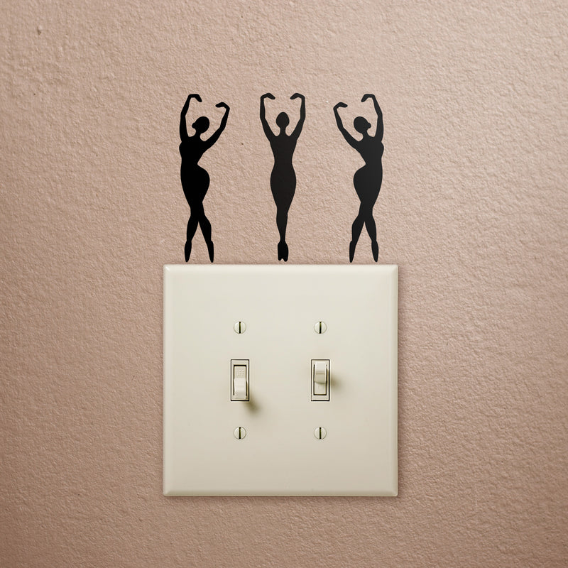 Set of 3 Vinyl Wall Art Decal - Ballerina Girls - 4" x 5" - Cute Tiny Dancers For Toddlers Teens Women Home Bedroom Playroom Nursery Apartment Indoor Decoration Design 2