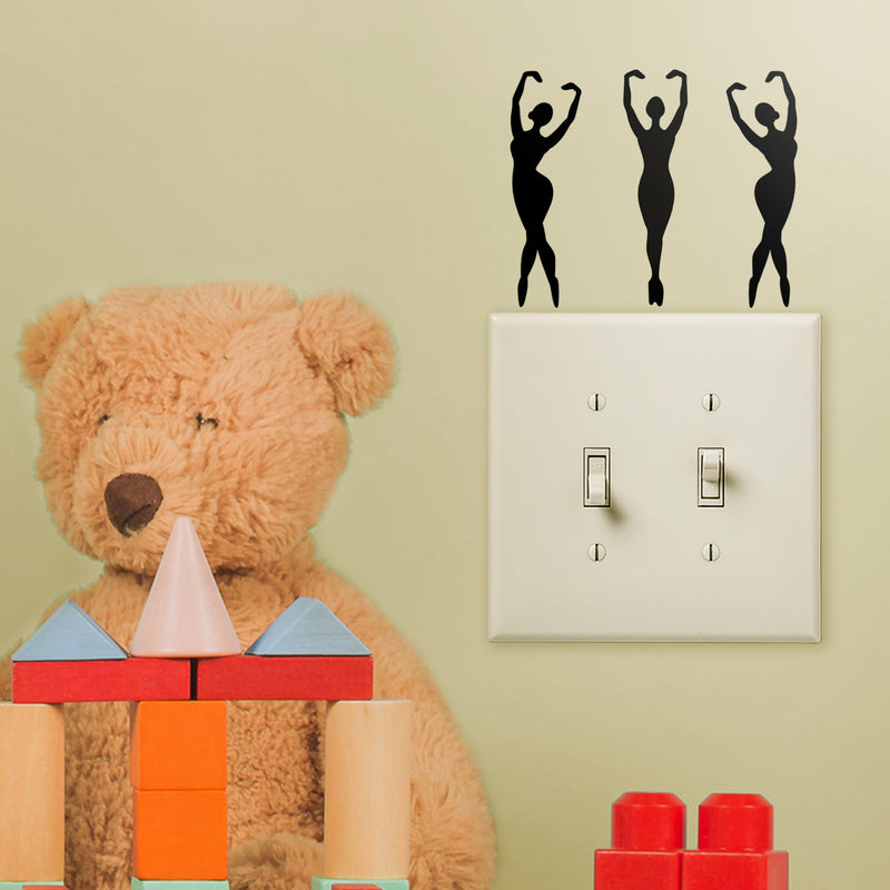 Set of 3 Vinyl Wall Art Decal - Ballerina Girls - 4" x 5" - Cute Tiny Dancers For Toddlers Teens Women Home Bedroom Playroom Nursery Apartment Indoor Decoration Design 3