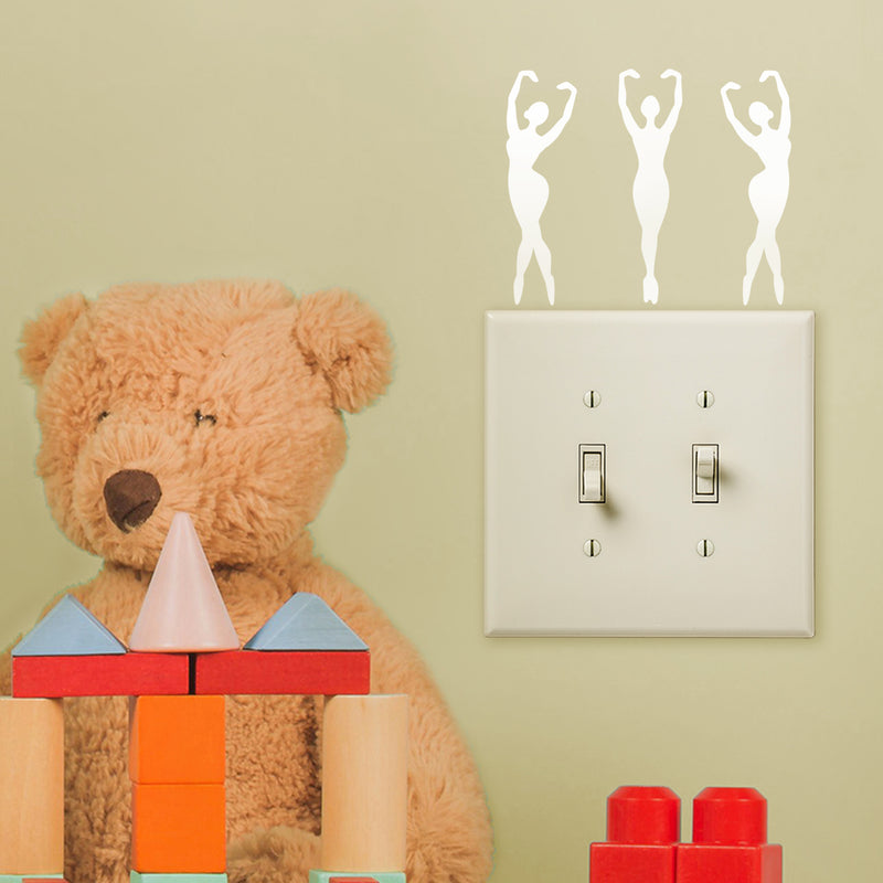 Set of 3 Vinyl Wall Art Decal - Ballerina Girls - 4" x 5" - Cute Tiny Dancers For Toddlers Teens Women Home Bedroom Playroom Nursery Apartment Indoor Decoration Design 3