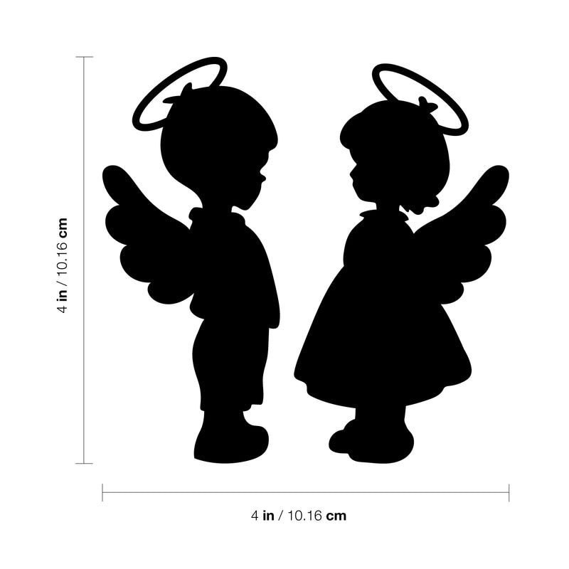 Set of 2 Vinyl Wall Art Decal - Angel Kids - Cute Little Boy Girl Angels For Kids Toddlers Home Bedroom Playroom Nursery Apartment Daycare Indoor Decoration Design 4