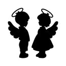 Set of 2 Vinyl Wall Art Decal - Angel Kids - 4" x 4" - Cute Little Boy Girl Angels For Kids Toddlers Home Bedroom Playroom Nursery Apartment Daycare Indoor Decoration Design 1