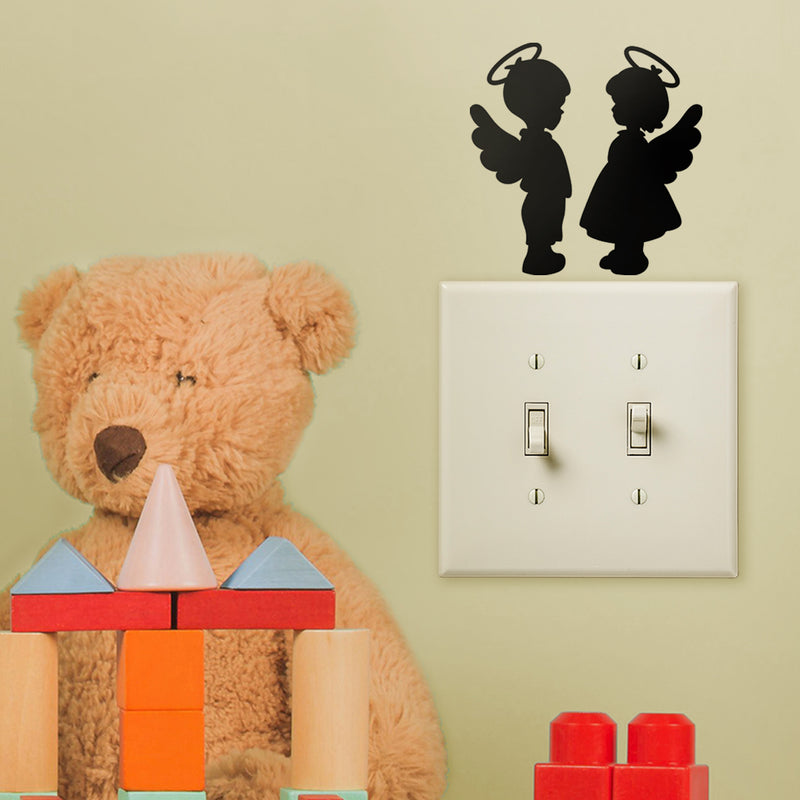 Set of 2 Vinyl Wall Art Decal - Angel Kids - Cute Little Boy Girl Angels For Kids Toddlers Home Bedroom Playroom Nursery Apartment Daycare Indoor Decoration Design 3