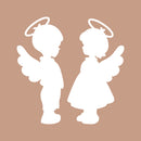 Set of 2 Vinyl Wall Art Decal - Angel Kids - 4" x 4" - Cute Little Boy Girl Angels For Kids Toddlers Home Bedroom Playroom Nursery Apartment Daycare Indoor Decoration Design 1