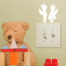 Set of 2 Vinyl Wall Art Decal - Angel Kids - 4" x 4" - Cute Little Boy Girl Angels For Kids Toddlers Home Bedroom Playroom Nursery Apartment Daycare Indoor Decoration Design 3