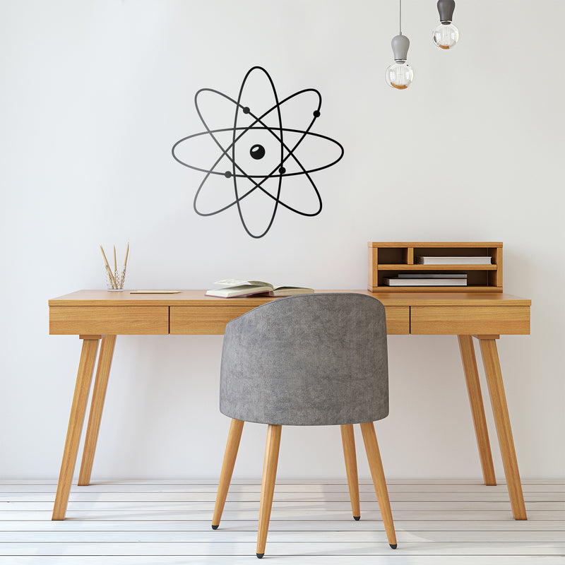 Vinyl Wall Art Decal - Atom - Modern Science Home Apartment Workplace Classroom Decor - Trendy Geometric Design For Living Room Bedroom Indoor Office School 2