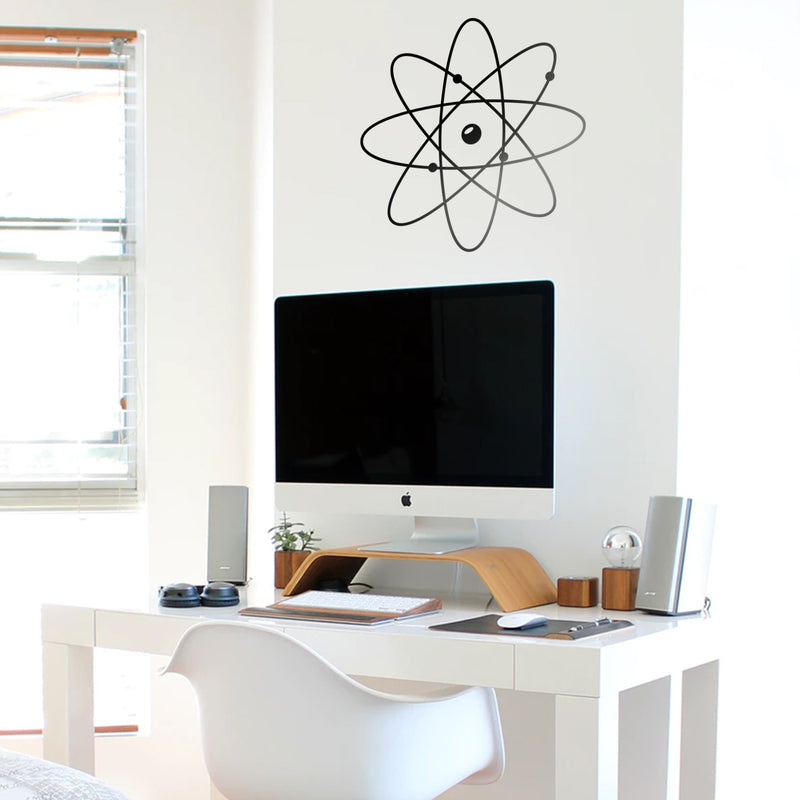 Vinyl Wall Art Decal - Atom - Modern Science Home Apartment Workplace Classroom Decor - Trendy Geometric Design For Living Room Bedroom Indoor Office School 3