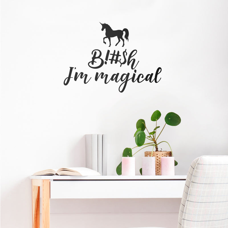 Vinyl Wall Art Decal - Unicorn B!$h I'm Magical - 16.21" x 22" - Trendy Cursive Modern Inspirational Adult Humor For Home Bedroom Living Room Apartment Bathroom Decor Sticker 3