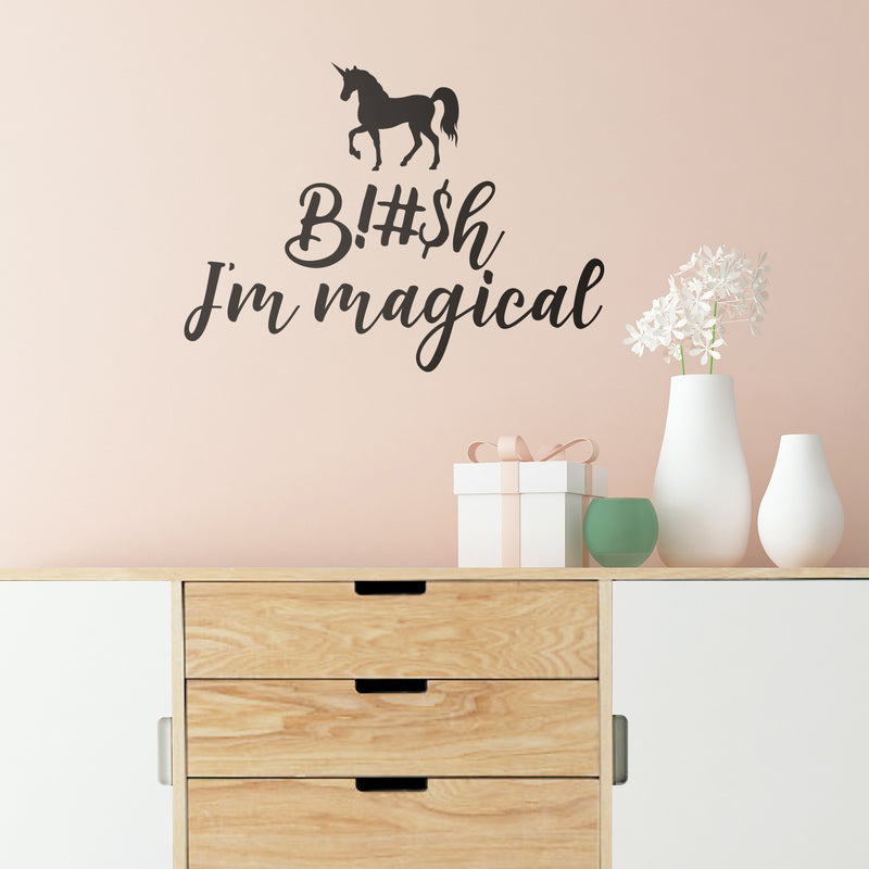 Vinyl Wall Art Decal - Unicorn B!$h I'm Magical - 16.21" x 22" - Trendy Cursive Modern Inspirational Adult Humor For Home Bedroom Living Room Apartment Bathroom Decor Sticker 2