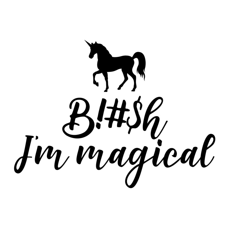 Vinyl Wall Art Decal - Unicorn B!$h I'm Magical - 16.21" x 22" - Trendy Cursive Modern Inspirational Adult Humor For Home Bedroom Living Room Apartment Bathroom Decor Sticker 1