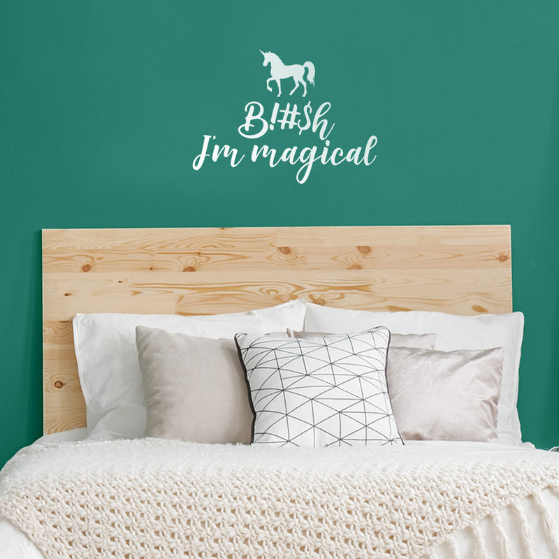 Vinyl Wall Art Decal - Unicorn B!$h I'm Magical - 16.21" x 22" - Trendy Cursive Modern Inspirational Adult Humor For Home Bedroom Living Room Apartment Bathroom Decor Sticker 2