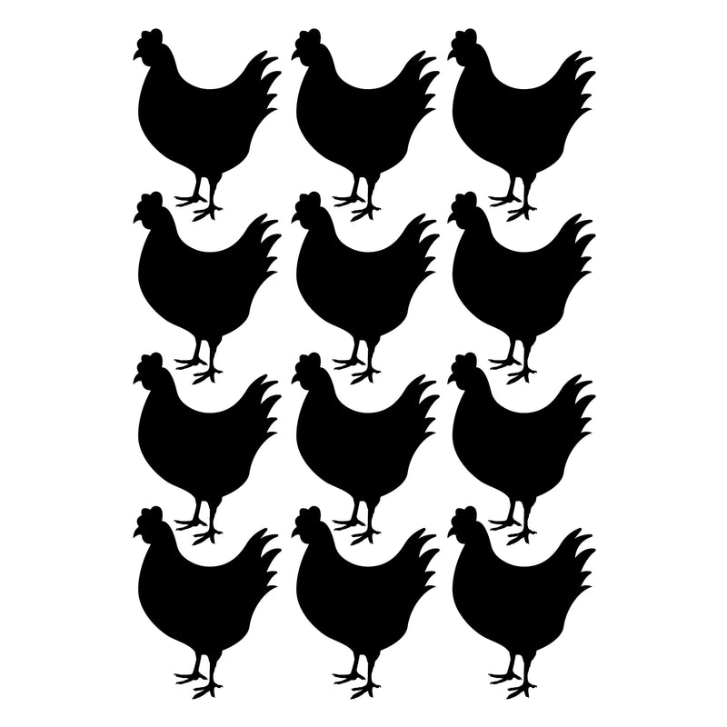 Set of 12 Vinyl Wall Art Decals - Chickens - Each - Modern Cute Charming Country Farm Hens Home Kitchen Bedroom Nursery Living Room Playroom Apartment Work Pattern Decor 1