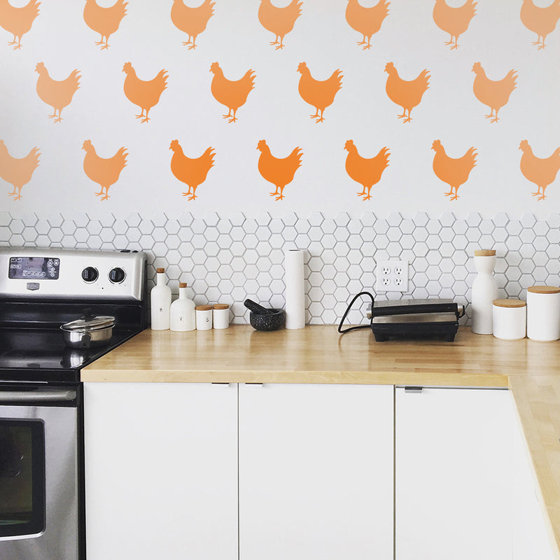 Set of 12 Vinyl Wall Art Decals - Chickens - 9" x 7" Each - Modern Cute Charming Country Farm Hens Home Kitchen Bedroom Nursery Living Room Playroom Apartment Work Pattern Decor 3