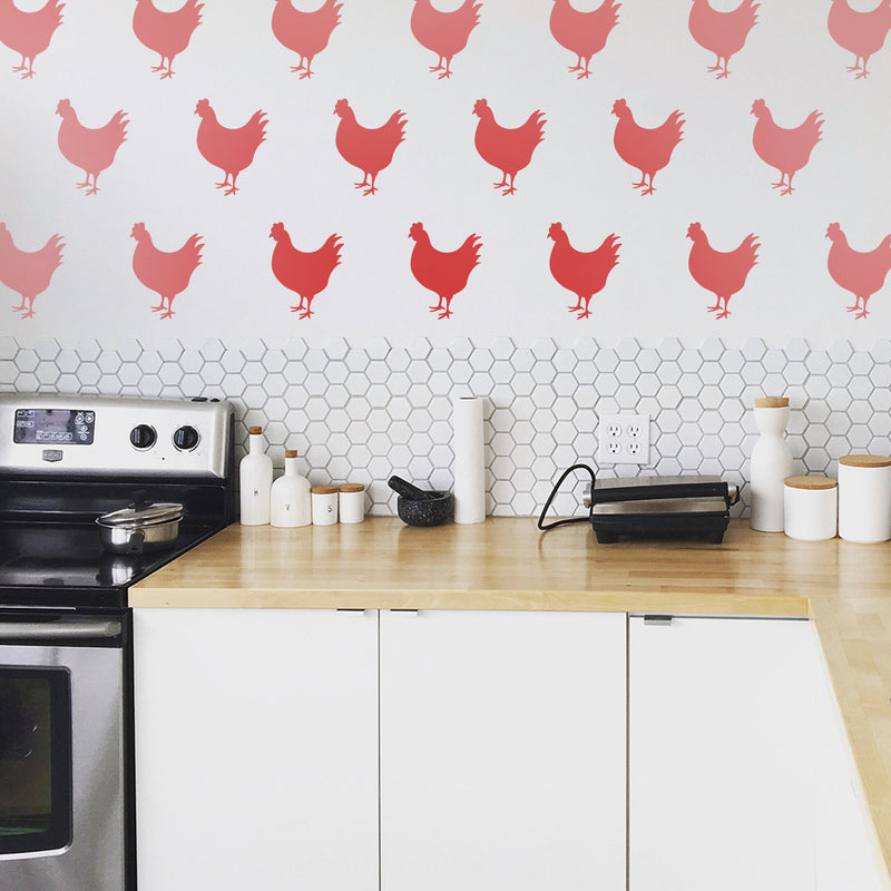 Set of 12 Vinyl Wall Art Decals - Chickens - 9" x 7" Each - Modern Cute Charming Country Farm Hens Home Kitchen Bedroom Nursery Living Room Playroom Apartment Work Pattern Decor 2