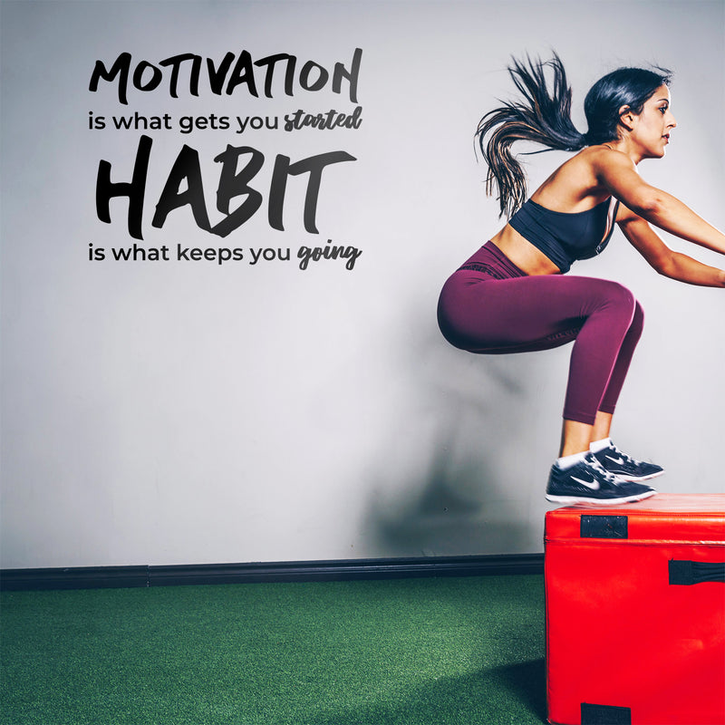 Vinyl Wall Art Decal - Motivation Is What Gets You Started - Motivational Life Quote For Gym Fitness Home Bedroom Office Workplace Apartment Living Room Quotes Decor 3
