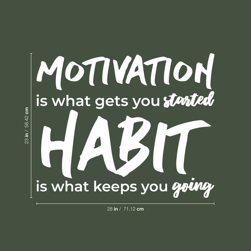 Vinyl Wall Art Decal - Motivation Is What Gets You Started - 23" x 28" - Motivational Life Quote For Gym Fitness Home Bedroom Office Workplace Apartment Living Room Quotes Decor 4