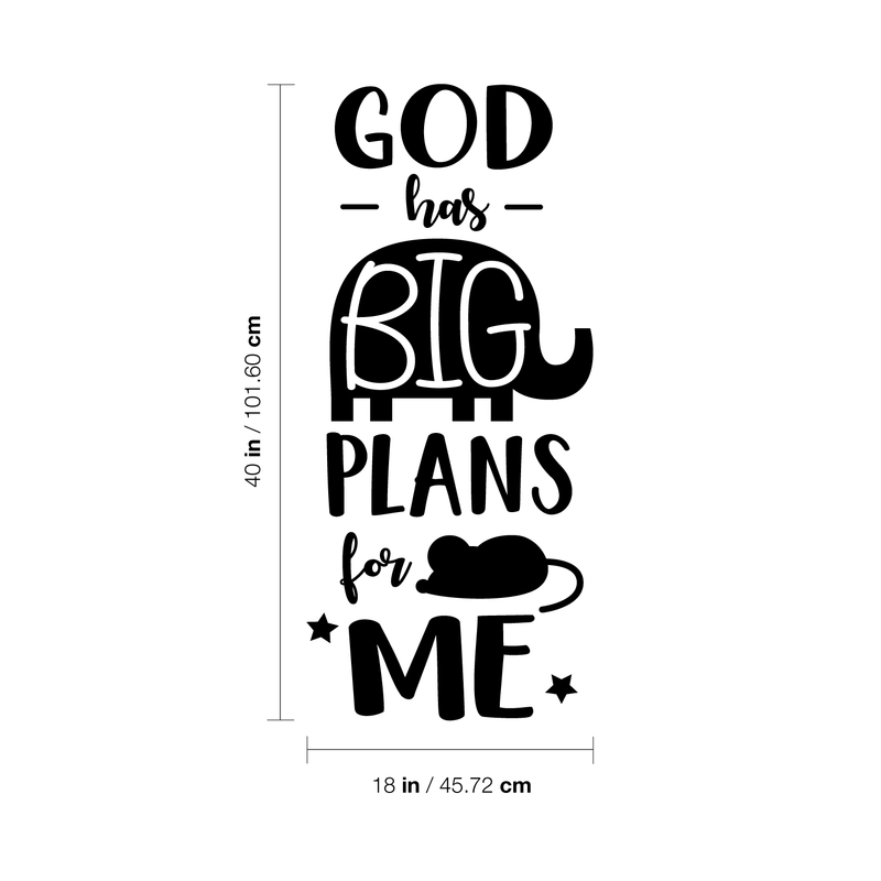 Vinyl Wall Art Decal - God Has Big Plans For Me - Religious Faithful Christian Cute Kids Toddlers Home Nursery Playroom Bedroom Daycare Apartment Life Quotes Decor 4