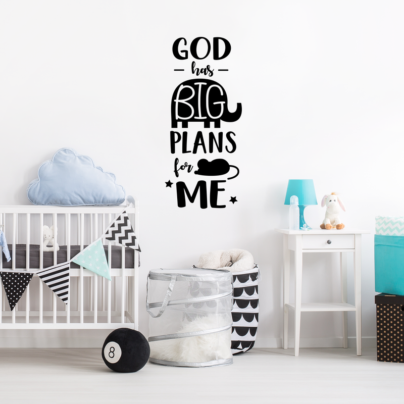 Vinyl Wall Art Decal - God Has Big Plans For Me - 40" x 18" - Religious Faithful Christian Cute Kids Toddlers Home Nursery Playroom Bedroom Daycare Apartment Life Quotes Decor 3