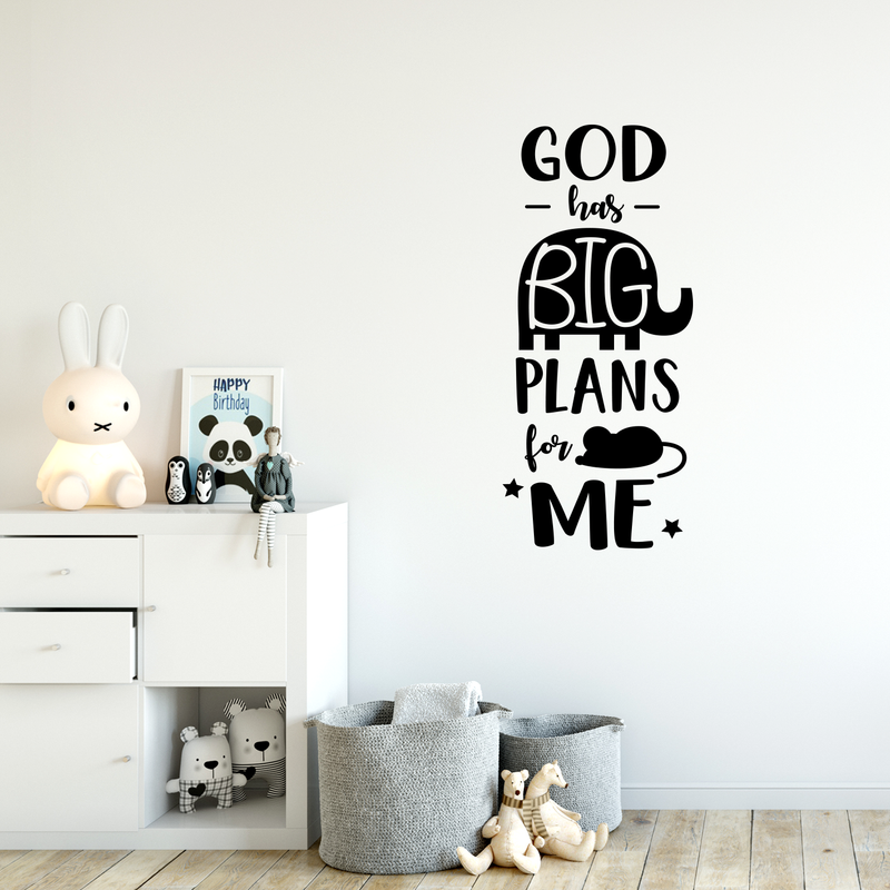 Vinyl Wall Art Decal - God Has Big Plans For Me - 40" x 18" - Religious Faithful Christian Cute Kids Toddlers Home Nursery Playroom Bedroom Daycare Apartment Life Quotes Decor 2