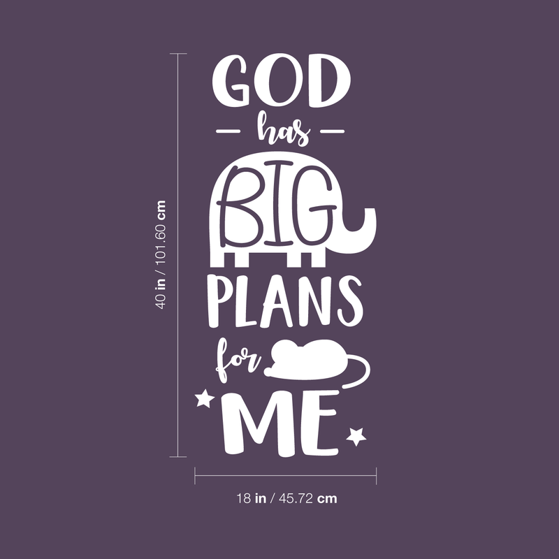 Vinyl Wall Art Decal - God Has Big Plans For Me - 40" x 18" - Religious Faithful Christian Cute Kids Toddlers Home Nursery Playroom Bedroom Daycare Apartment Life Quotes Decor 4