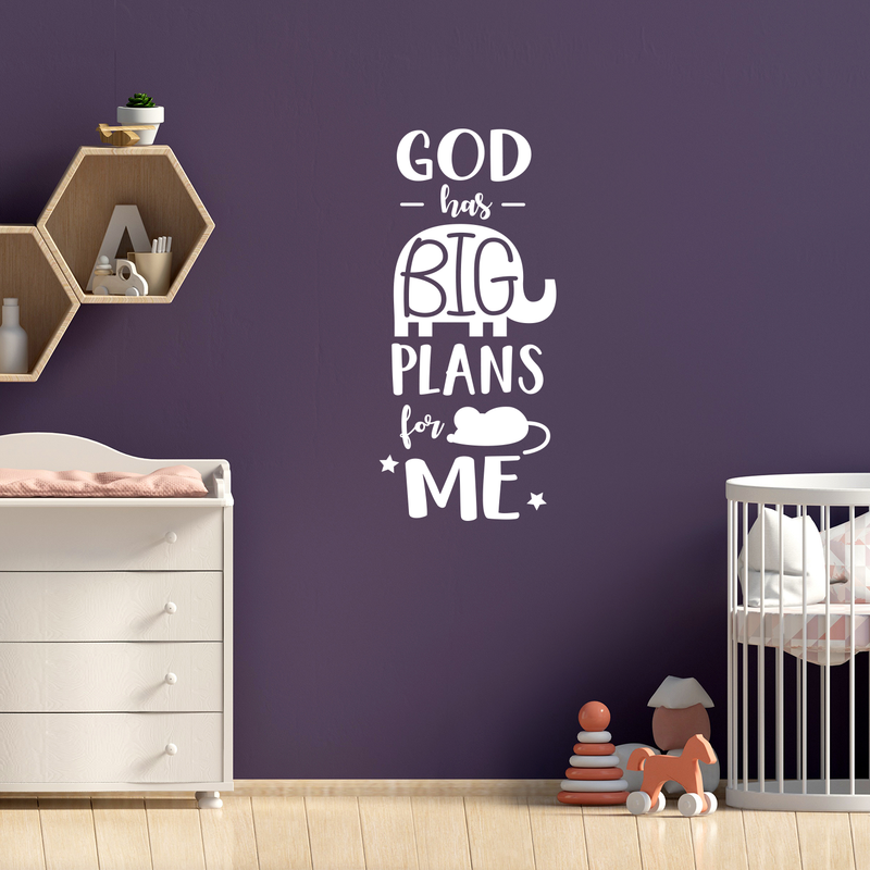 Vinyl Wall Art Decal - God Has Big Plans For Me - 40" x 18" - Religious Faithful Christian Cute Kids Toddlers Home Nursery Playroom Bedroom Daycare Apartment Life Quotes Decor 3