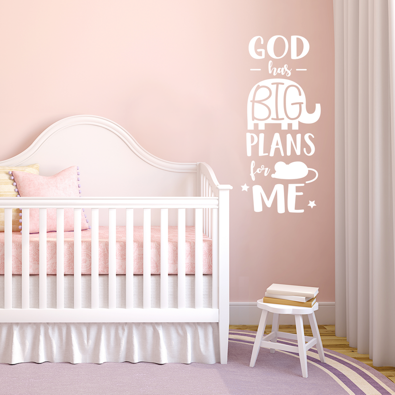 Vinyl Wall Art Decal - God Has Big Plans For Me - 40" x 18" - Religious Faithful Christian Cute Kids Toddlers Home Nursery Playroom Bedroom Daycare Apartment Life Quotes Decor 2