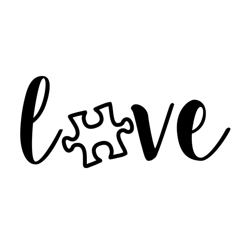 Vinyl Wall Art Decal - Love Puzzle Piece  - 9.5" x 22" - Positive Autism Awareness Support For Home Bedroom Apartment Nursery Playroom School Living Room Work Office Indoor Quotes 1