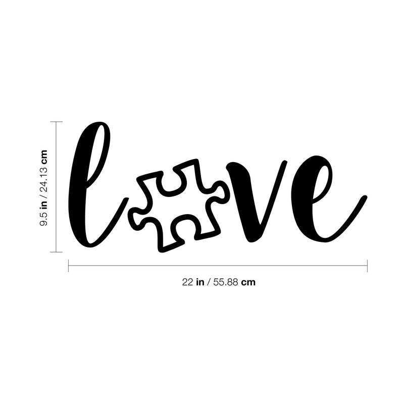 Vinyl Wall Art Decal - Love Puzzle Piece  - 9.5" x 22" - Positive Autism Awareness Support For Home Bedroom Apartment Nursery Playroom School Living Room Work Office Indoor Quotes 4