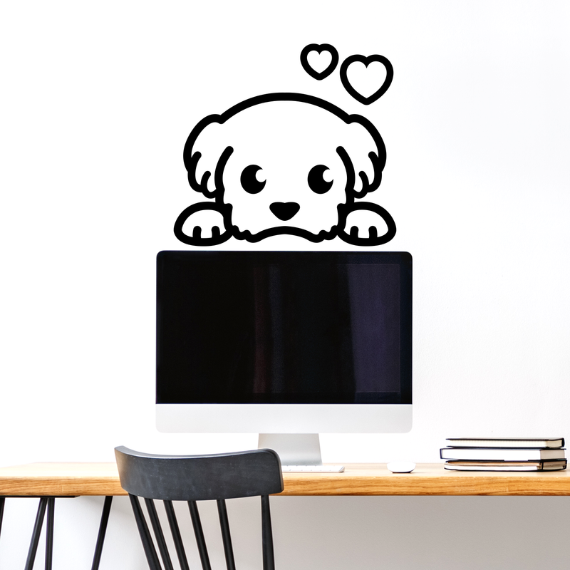 Vinyl Wall Art Decal - Puppy Face - Cute Trendy Furry Dog Pet Lovers Home Apartment Bedroom Indoor Living Room Work Dorm Room Office Kids Teens Decor Design 2