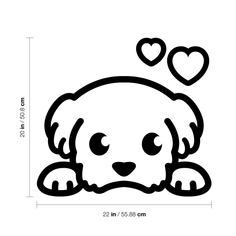 Vinyl Wall Art Decal - Puppy Face - 20" x 22" - Cute Trendy Furry Dog Pet Lovers Home Apartment Bedroom Indoor Living Room Work Dorm Room Office Kids Teens Decor Design 4