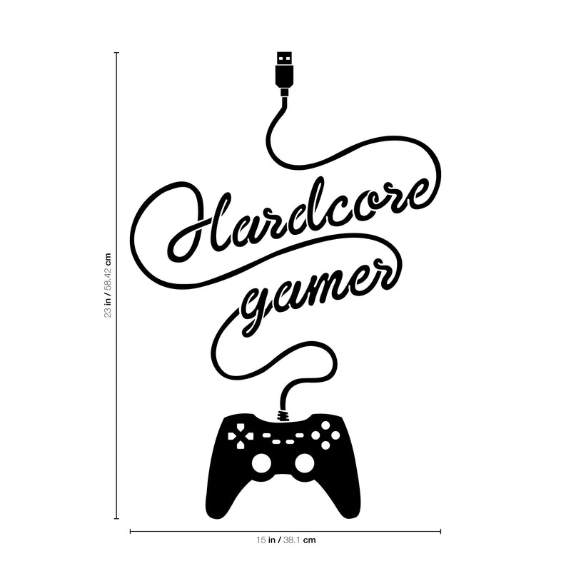 Vinyl Wall Art Decal - Hardcore Gamer - Fun Control Cable Cool Modern Home Playroom Bedroom Living Room Kids Room Nursery Indoor Outdoor Apartment Dorm Room Decor 4