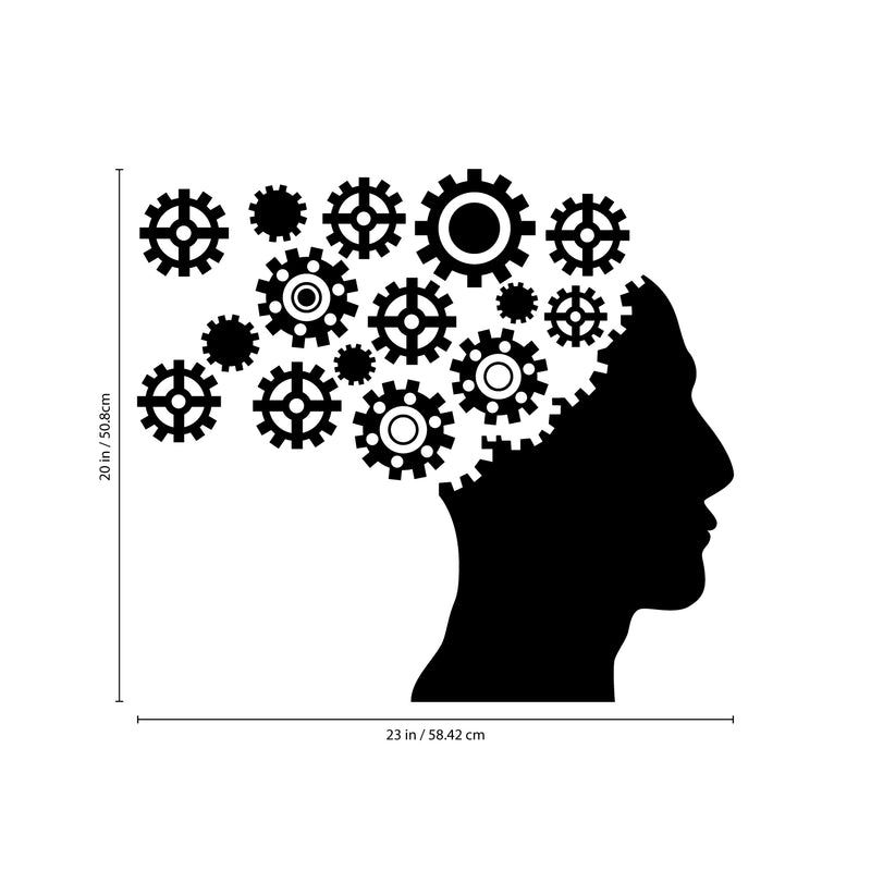 Vinyl Wall Art Decal - Gear Brain - 20" x 23" - Modern Engineer Mechanical Cogwheel Figure Shapes For Home Living Room Apartment Closet Bedroom Work Dorm Room Office Decoration 4
