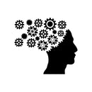 Vinyl Wall Art Decal - Gear Brain - Modern Engineer Mechanical Cogwheel Figure Shapes For Home Living Room Apartment Closet Bedroom Work Dorm Room Office Decoration 1