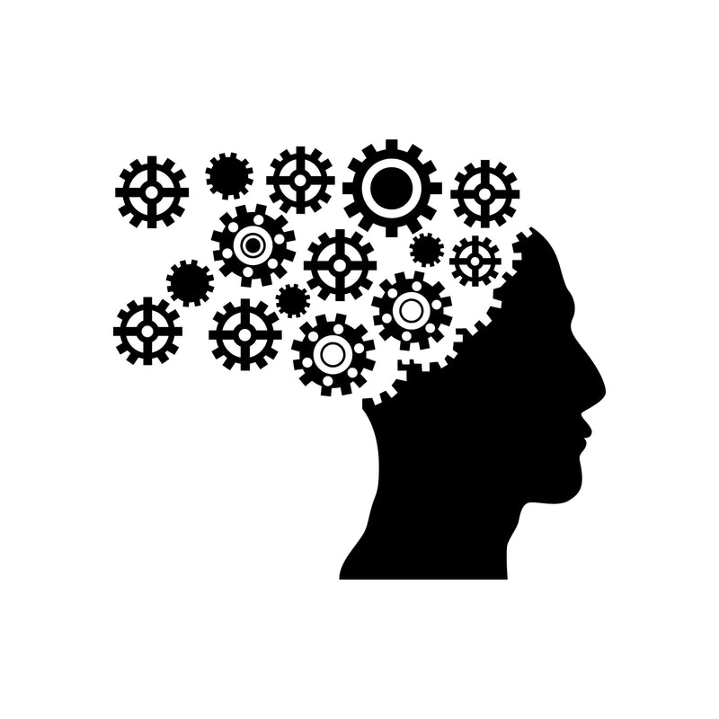 Vinyl Wall Art Decal - Gear Brain - 20" x 23" - Modern Engineer Mechanical Cogwheel Figure Shapes For Home Living Room Apartment Closet Bedroom Work Dorm Room Office Decoration 1