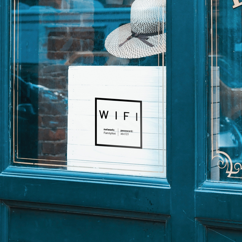 Vinyl Wall Decal - Custom Wifi Network - 6" x 7" - Window Storefront Cut Text Lettering - Easy Professional Self Adhesive Indoor Outdoor Work Office Coffee Shop Restaurant Internet Password 4