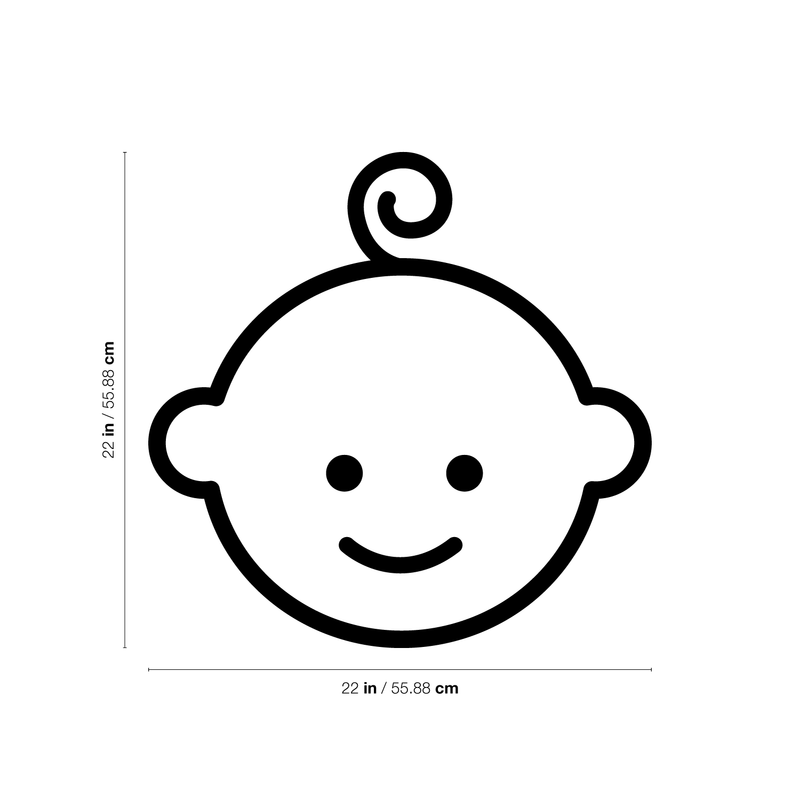 Vinyl Wall Art Decal - Baby Face - 22" x 22" - Cute Trendy Cartoon Kid Toddler Face For Home Nursery Apartment Bedroom Living Room Kids Playroom Daycare Preschool Decor Design 4