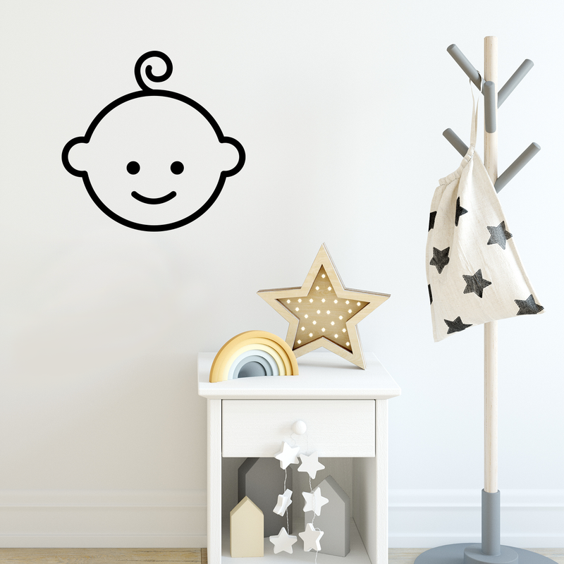 Vinyl Wall Art Decal - Baby Face - 22" x 22" - Cute Trendy Cartoon Kid Toddler Face For Home Nursery Apartment Bedroom Living Room Kids Playroom Daycare Preschool Decor Design 2