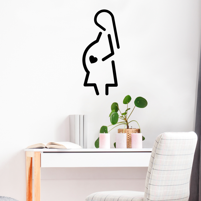 Vinyl Wall Art Decal - Pregnant Heart Silhouette - 35" x 15" - Modern Cute Charming Parents Unisex Baby Toddler Kids Home Apartment Nursery Playroom Indoor Outdoor Daycare Decor 2