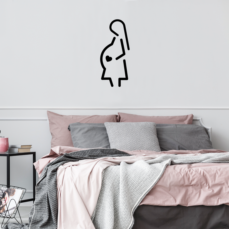 Vinyl Wall Art Decal - Pregnant Heart Silhouette - Modern Cute Charming Parents Unisex Baby Toddler Kids Home Apartment Nursery Playroom Indoor Outdoor Daycare Decor 3