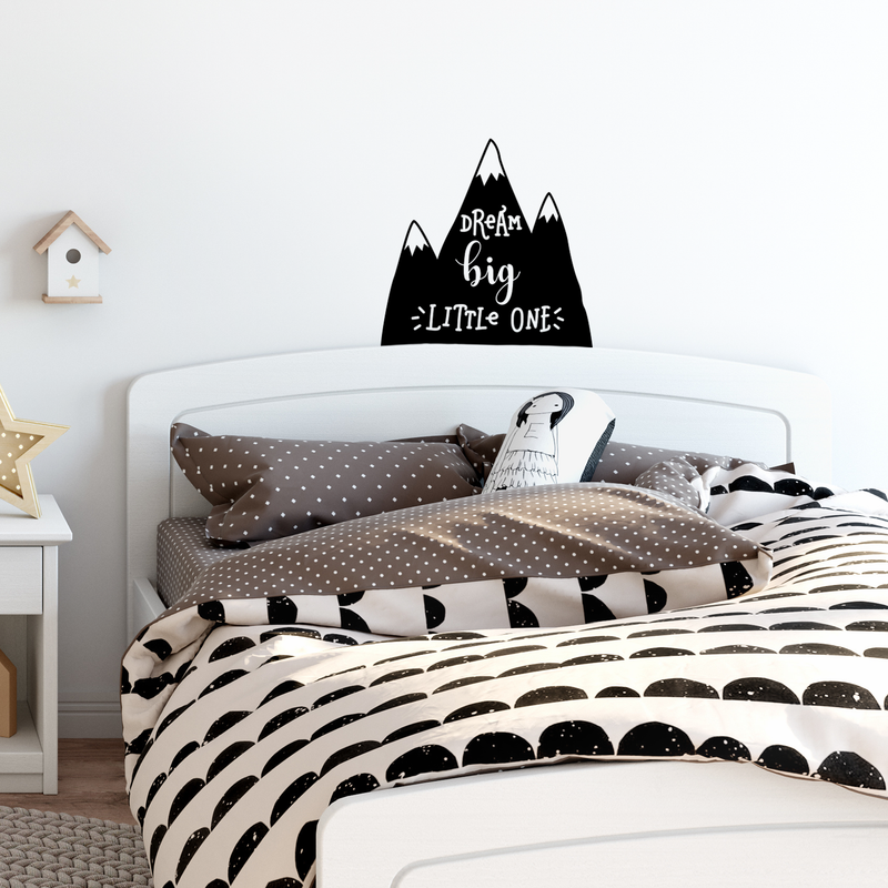 Vinyl Wall Art Decal - Dream Big Little One - 22" x 22" - Cute Sweet Charming Mountain Shape Cursive Kids Home Bedroom Playroom Nursery Living Room Indoor Decoration Quote 3