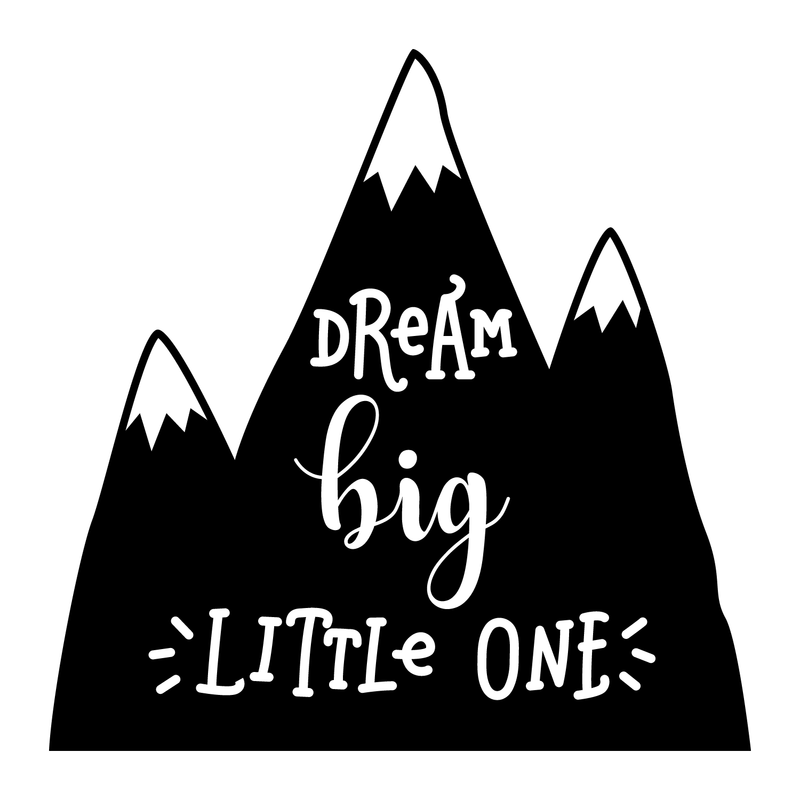 Vinyl Wall Art Decal - Dream Big Little One - 22" x 22" - Cute Sweet Charming Mountain Shape Cursive Kids Home Bedroom Playroom Nursery Living Room Indoor Decoration Quote 1